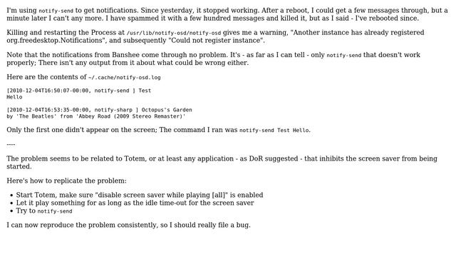 Ubuntu: notify-osd stops working after totem has been running for a while смотреть онлайн
