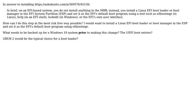 Unix & Linux: How do I install GRUB into the ESP with efibootmgr? смотреть онлайн