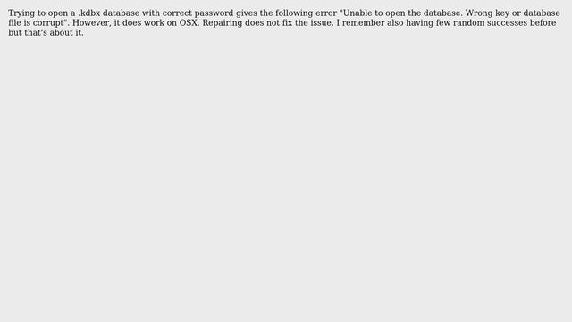 Ubuntu: KeePassX "Unable to open the database. Wrong key or database file is corrupt." смотреть онлайн