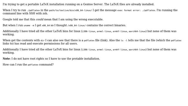 Unix & Linux: Run portable LaTeX on Gentoo смотреть онлайн