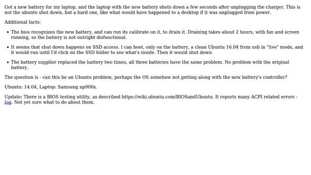 Ubuntu: laptop shuts off with new battery смотреть онлайн