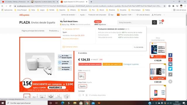 🎧 ¡Oferta Aliexpress! Auriculares Apple Airpods V2 barato 104€ ¡28% DTO! Opinión | Descuento 🎧 смотреть онлайн