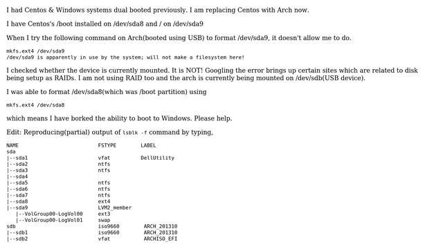 Installing arch linux - unable to format filesystem смотреть онлайн