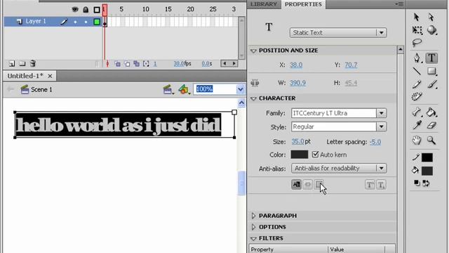 Flash CS4 Basics - Text Tool смотреть онлайн