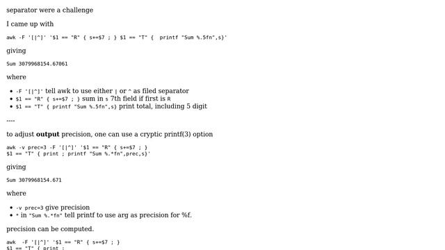 Unix & Linux: sum of the decimal values upto 5 decimal points in shell preferably awk смотреть онлайн