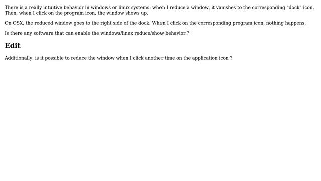 Apple: How to enable the windows/linux-like "click to open/reduce windows" on the dock? смотреть онлайн