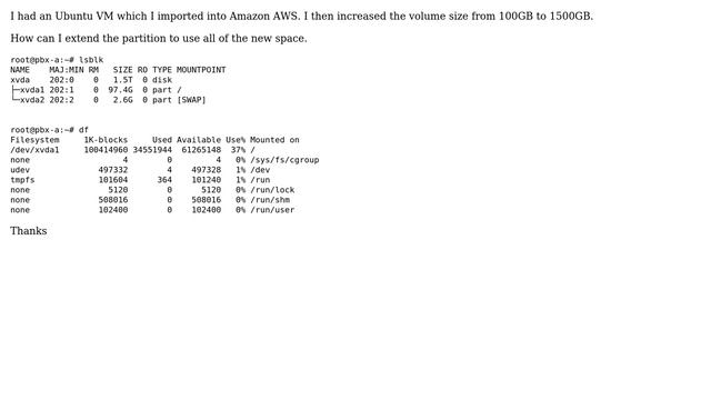 Extend Partition Into Grown Volume