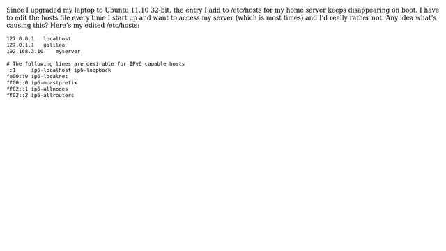 Ubuntu: How can I keep my custom entry in /etc/hosts? смотреть онлайн