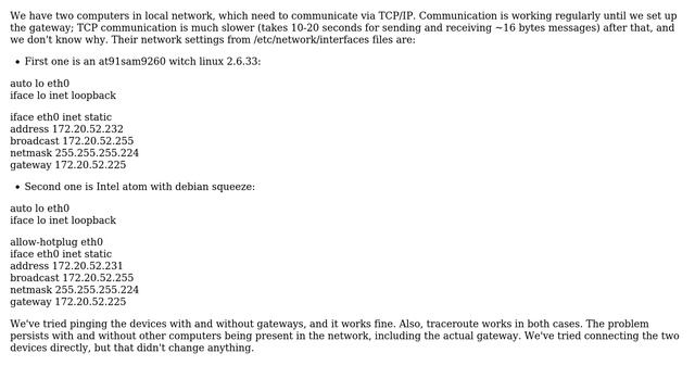 Network communication slowdown after setting gateway on linux смотреть онлайн
