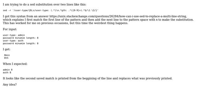 Unix & Linux: multiline sed substitution overwrites previous output смотреть онлайн