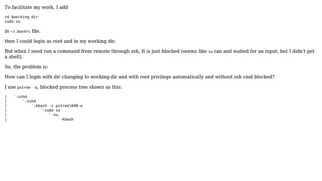 Unix & Linux: I put "sudo su" .bashrc will block ssh "cmd", how to fix it without remove the code? смотреть онлайн