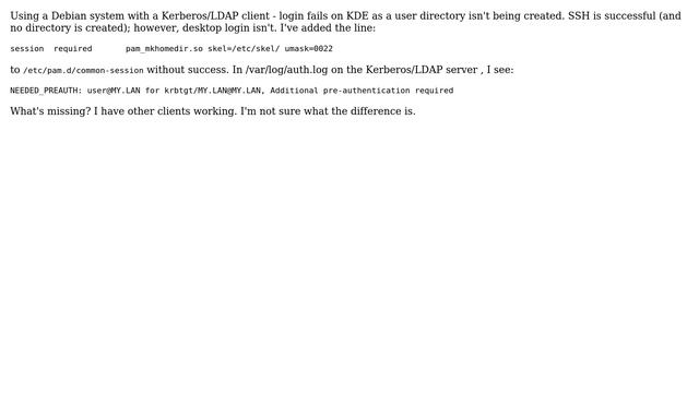 Unix & Linux: Kerberos/LDAP login fails - remove Preauth? смотреть онлайн