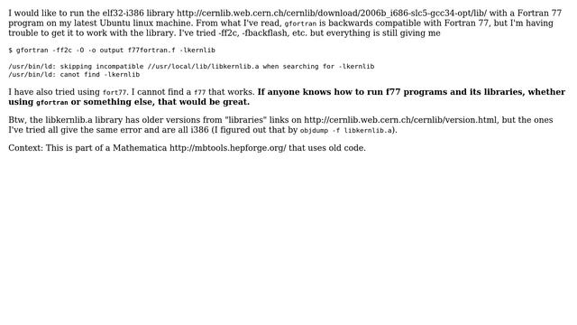 On linux, how to get "incompatible" i386 f77 libraries to work with current Fortran compilers,... смотреть онлайн