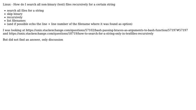 Unix & Linux: Linux - How do I search all non-binary (text) files recursively for a certain string смотреть онлайн