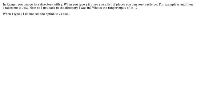 Unix & Linux: How do you go back to the previous directory in Ranger? смотреть онлайн