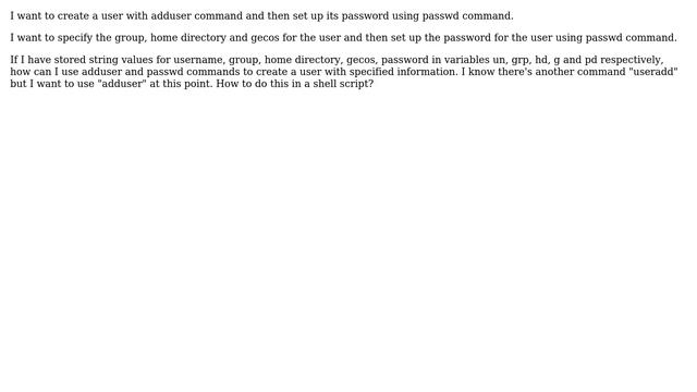 Unix & Linux: Using adduser to create a user with group, home directory and gecos as arguments смотреть онлайн