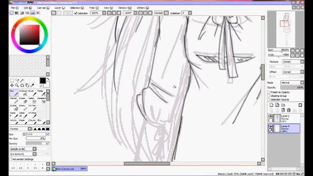 Drawing figure of a girl in PAINT TOOL SAI. смотреть онлайн