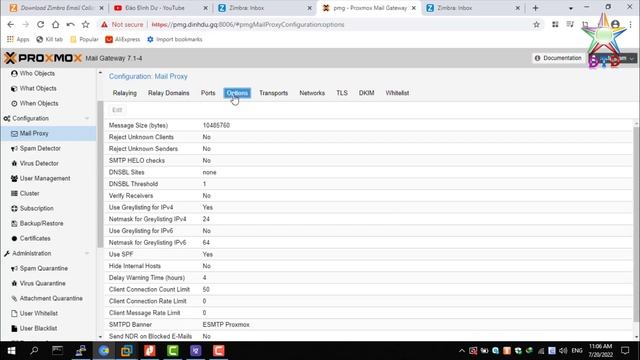 Config Zimbra 9 and Proxmox Mail Gateway смотреть онлайн