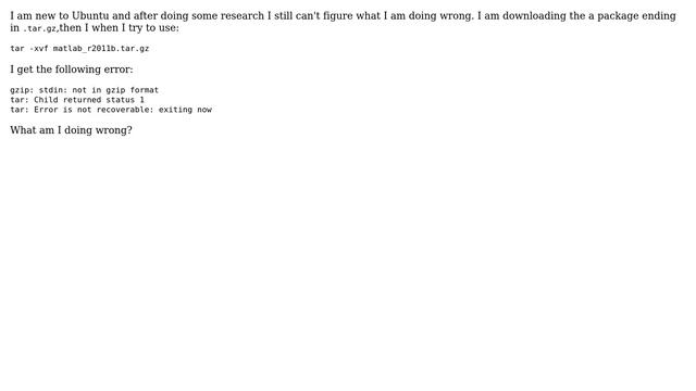 I am trying to install a compressed package ending in .tar.gz and I am getting an error saying... смотреть онлайн