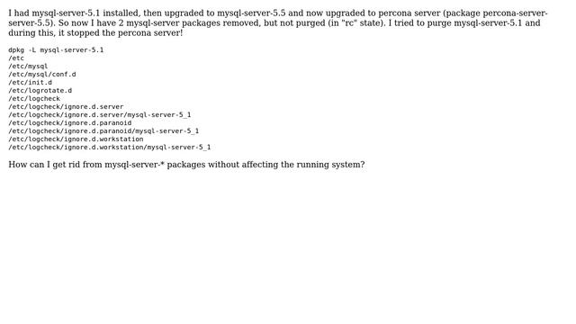 Unix & Linux: How to purge package in debian without affecting other packages? смотреть онлайн