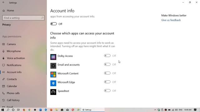 Windows 10 October 2018 May 2019 Account Info privacy settings for apps смотреть онлайн
