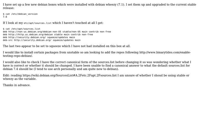 Unix & Linux: Why is my /etc/apt/sources.list set to squeeze when I have debian wheezy? смотреть онлайн