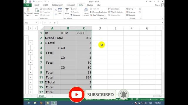 Tab Data|Goal Seek|Scenario Manager|Outline|SubTotal|what IF Analysis |Sort|Filter| Part 15 смотреть онлайн