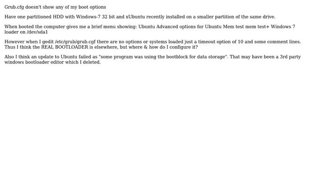 Grub.cfg doesn't show any of my boot options смотреть онлайн