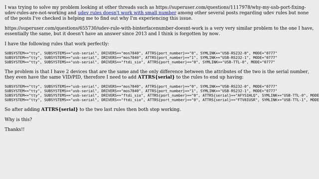 Why udev rules stop working after adding ATTRS{serial}? смотреть онлайн