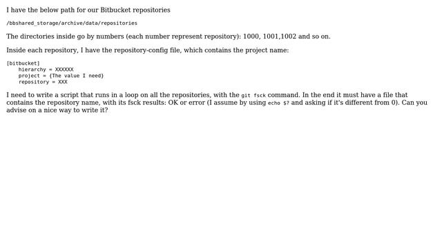 Unix & Linux: Help with writing script file for bitbucket repositories File System ChecK смотреть онлайн