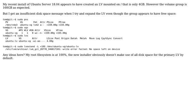 DevOps & SysAdmins: Ubuntu Server 18.04LTS Can't extend default LV? смотреть онлайн