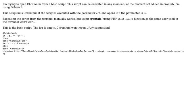 Unix & Linux: Open chromium from bash script using crontab смотреть онлайн