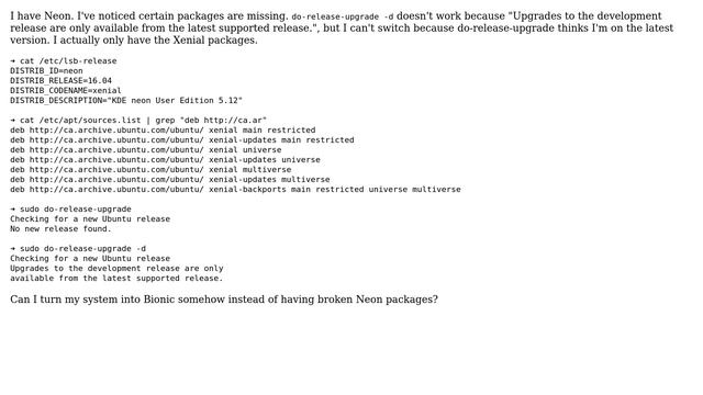 Can I convert my KDE Neon system to regular Ubuntu Bionic without reinstalling? смотреть онлайн