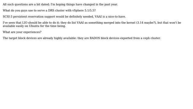 DevOps & SysAdmins: Which iscsi target on linux for serving vSphere? смотреть онлайн