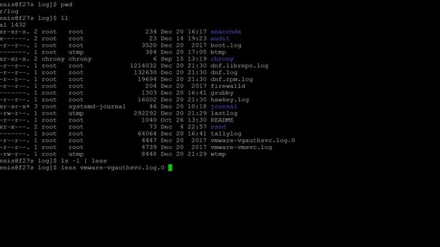LFCS | Просмотр содержимого текстового файла с помощью less | Fedora 27 Server смотреть онлайн