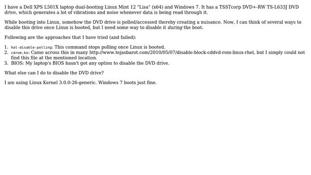 How to disable CD-ROM/DVD-ROM polling during boot in Linux? смотреть онлайн