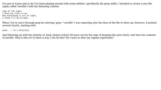 Unix & Linux: grep .\* returns results from .bash_history and complains about (2 Solutions!!) смотреть онлайн