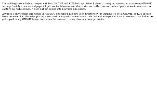 Why isn't /etc/skel/.kde being copied into new user directories? смотреть онлайн