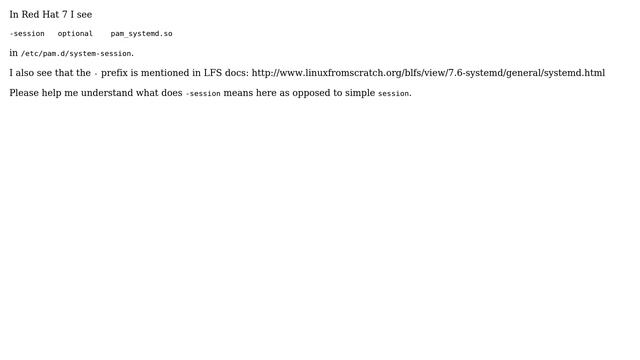 DevOps & SysAdmins: What does "-session ..." mean in /etc/pam.d/system-session? смотреть онлайн