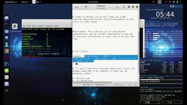 Kali Linux 2 0 Tutorials Dos Attack Using Slowhttptest смотреть онлайн