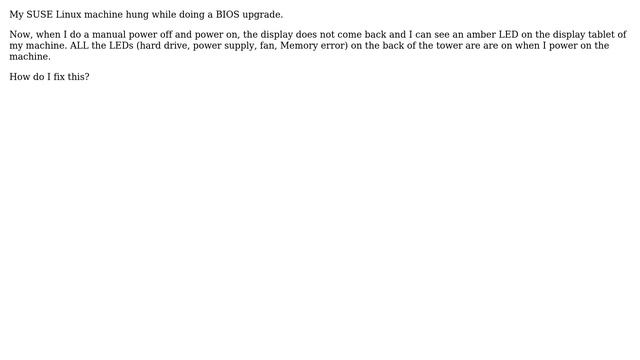 SUSE Linux hangs during BIOS update смотреть онлайн