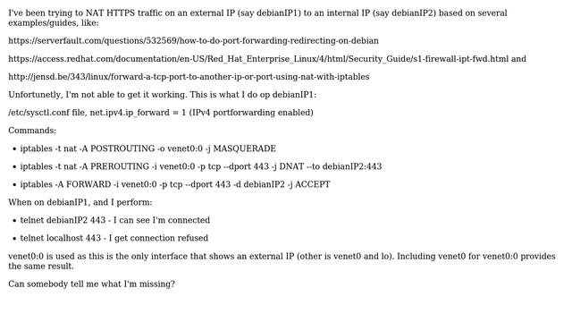 DevOps & SysAdmins: iptables NAT HTTPS on external IP to internal IP - debian (2 Solutions!!) смотреть онлайн