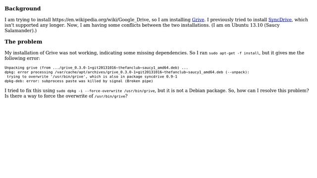 Unix & Linux: How to overwrite a non-Debian package? смотреть онлайн