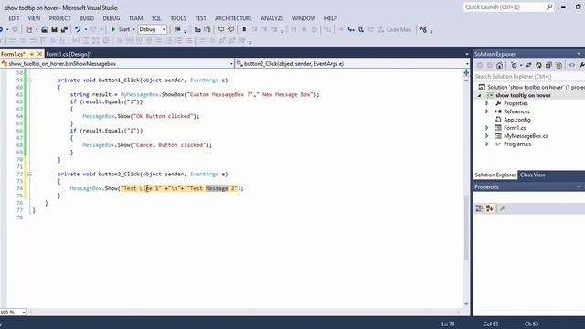 Multi Lined Message Box in C# смотреть онлайн