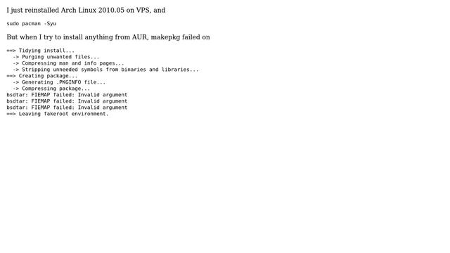 Arch Linux makepkg failed on compressing package смотреть онлайн