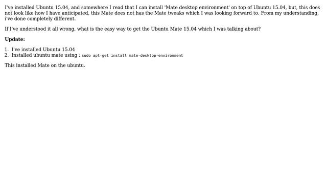 How do I get the full MATE desktop after installing Ubuntu? mate-desktop-environment isn't... смотреть онлайн