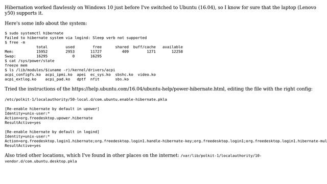 Ubuntu: How to enable hibernate on ubuntu lenovo y50? смотреть онлайн