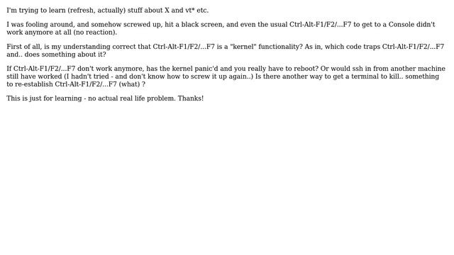 Ubuntu: Has the kernel panic'd when Ctrl-Alt-F1/F2/...F7 don't work anymore? смотреть онлайн