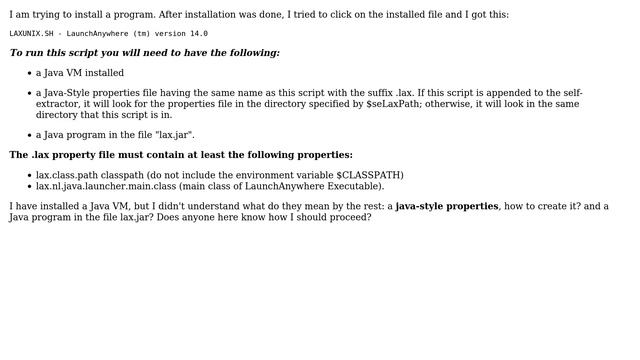 Unix & Linux: Requirements to run LAXUNIX.SH - LaunchAnywhere (tm) version 14.0 смотреть онлайн