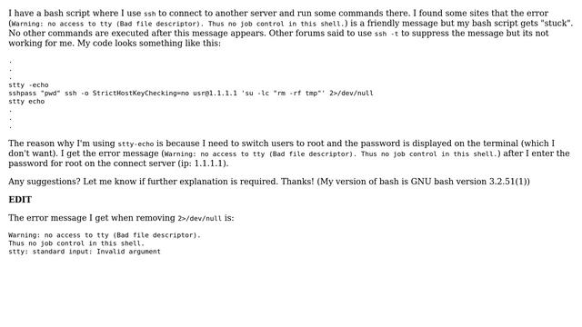 I want to suppress "no access to tty" error message? (2 Solutions!!) смотреть онлайн